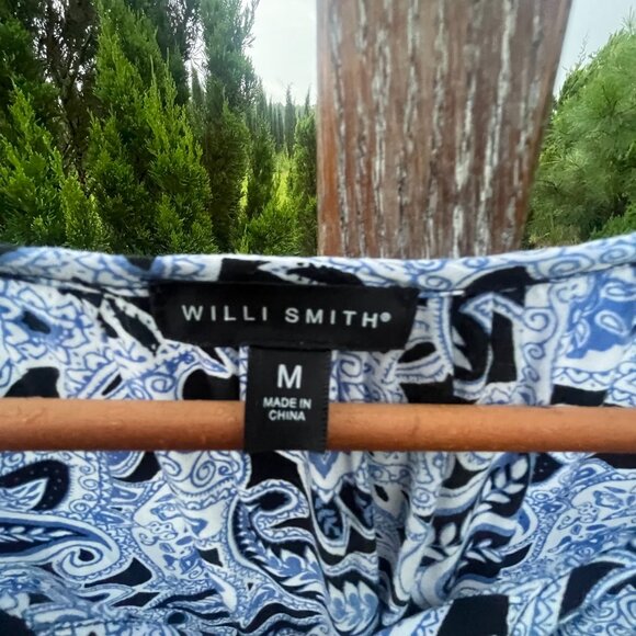 Women's Medium Will Smith Blue Paisley Tunic - Picture 9 of 16